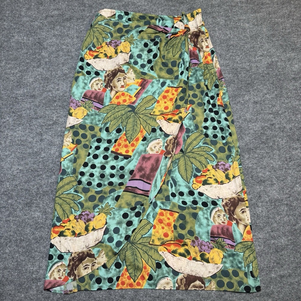 VTG Breeches Rayon Skirt Floral Dotted Painting Boho Cottagecore Sz 14‎ USA Made